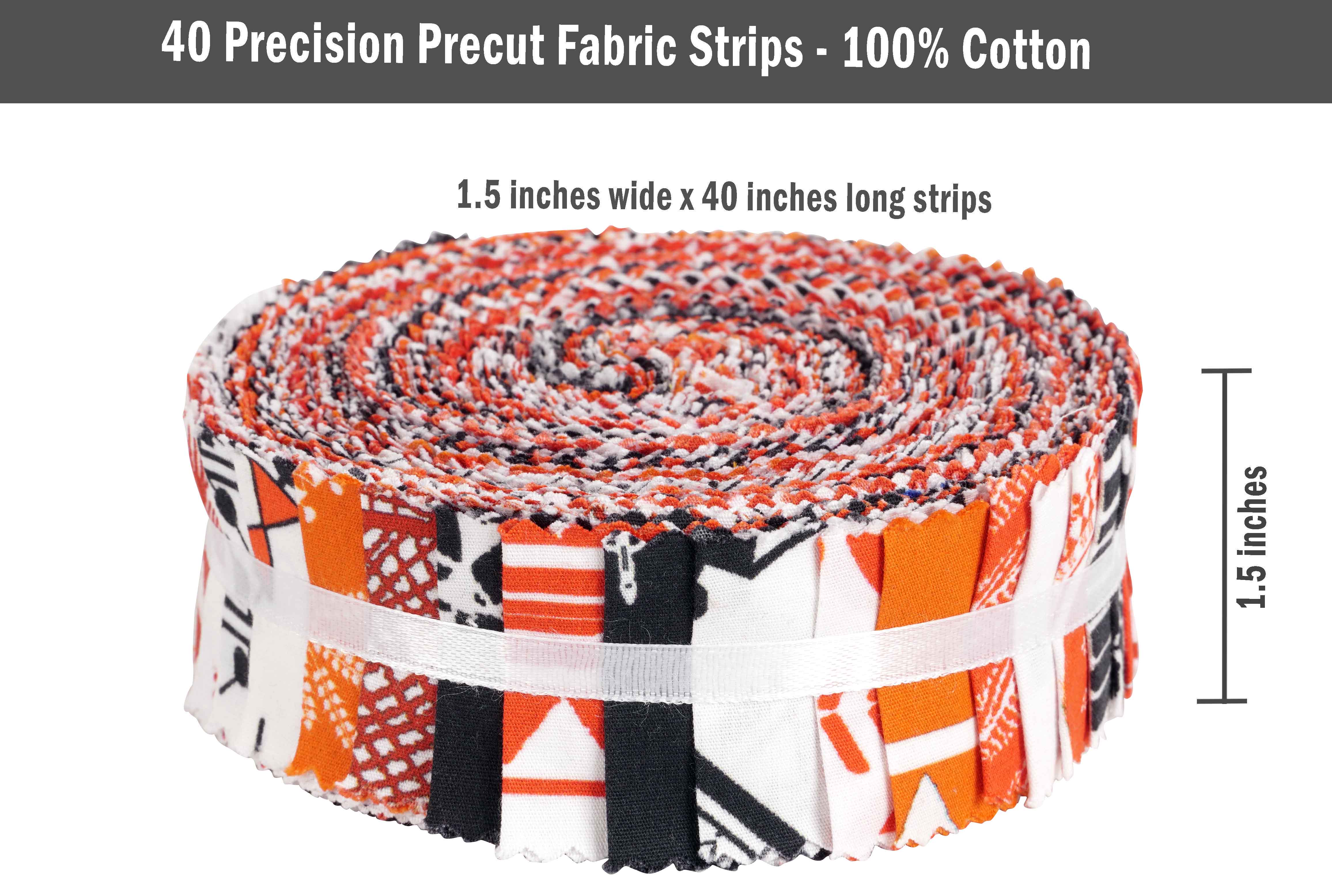 Soimoi 40Pcs Warli Print Precut Fabrics Strips Roll Up 1.5 inches Cotton Jelly Rolls For Quilting - Orange