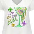thumbnail image 4 of Inktastic Let the Good Times Roll Mardi Gras Goblet and Beads Women's Plus Size V-Neck T-Shirt, 4 of 5