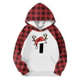 thumbnail image 4 of ITSAME Boys Girls Christmas Tops, Xmas Graphic with Pocket Plaid Long Sleeve Pullover Fashion Holiday Hoodie Red 7T, 4 of 5