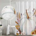 thumbnail image 5 of Grey Pumpkins Fall Shower Curtain, Waterproof Shower Curtains for Bathroom, Botanical Thanksgiving Maple Leaf Washable Fabric Bathtub Curtain Set Bath Decor with 12 Hooks Long 72"x84", 5 of 8