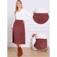 thumbnail image 2 of DARING DIVA Women's Casual A Line Faux Suede Midi Skirts X-Small Reddish Brown, 2 of 5