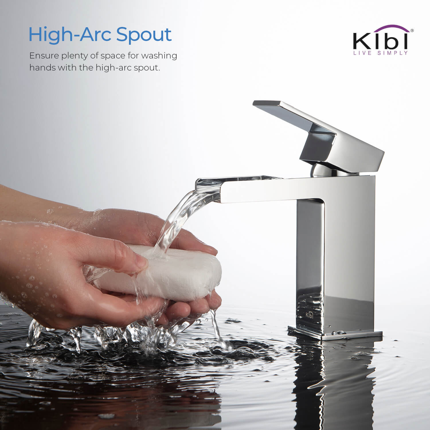 Kibi Waterfall Single Handle Bathroom Vanity Sink Faucet with Pop Up Drain