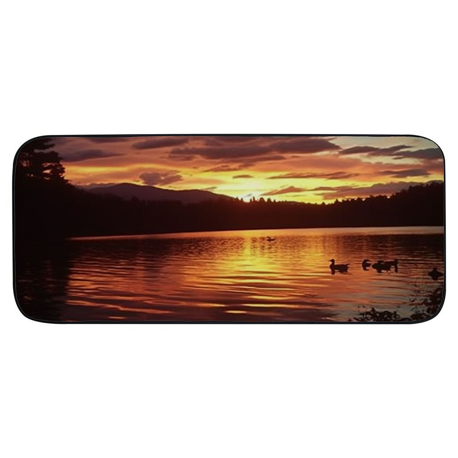 PHYHOO Decorative Door Mat, Door Mat with Non-Slip Rubber Backing, Easy Cleaning, Traps Dirt, Rug for Entry, Patio, Garage - Kezar Lake Sunset Maine Landscape Wilderness 19.68*47.24 in