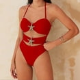 thumbnail image 4 of Daiosportswear Women's Bandeau Style Swimsuit, Halter Neck Bathing Suit with Starfish Details Red-A M(M), 4 of 6