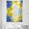 thumbnail image 1 of Yellow and Blue Tapestry, Romantic Bouquet of Hydrangeas and Asters on Water Background, Wall Hanging for Bedroom Living Room Dorm Decor, 60W X 80L Inches, Violet Blue Earth Yellow, by Ambesonne, 1 of 2