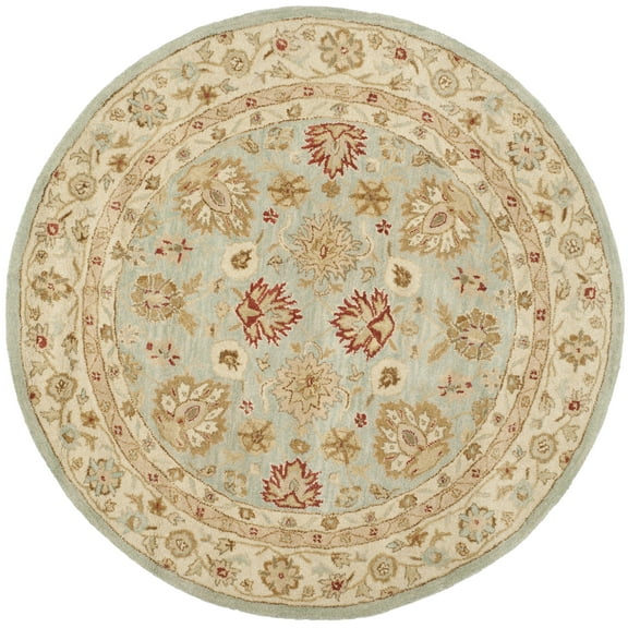 SAFAVIEH Antiquity Lorraine Oriental Wool Area Rug, Grey Blue/Beige, 6' x 6' Round