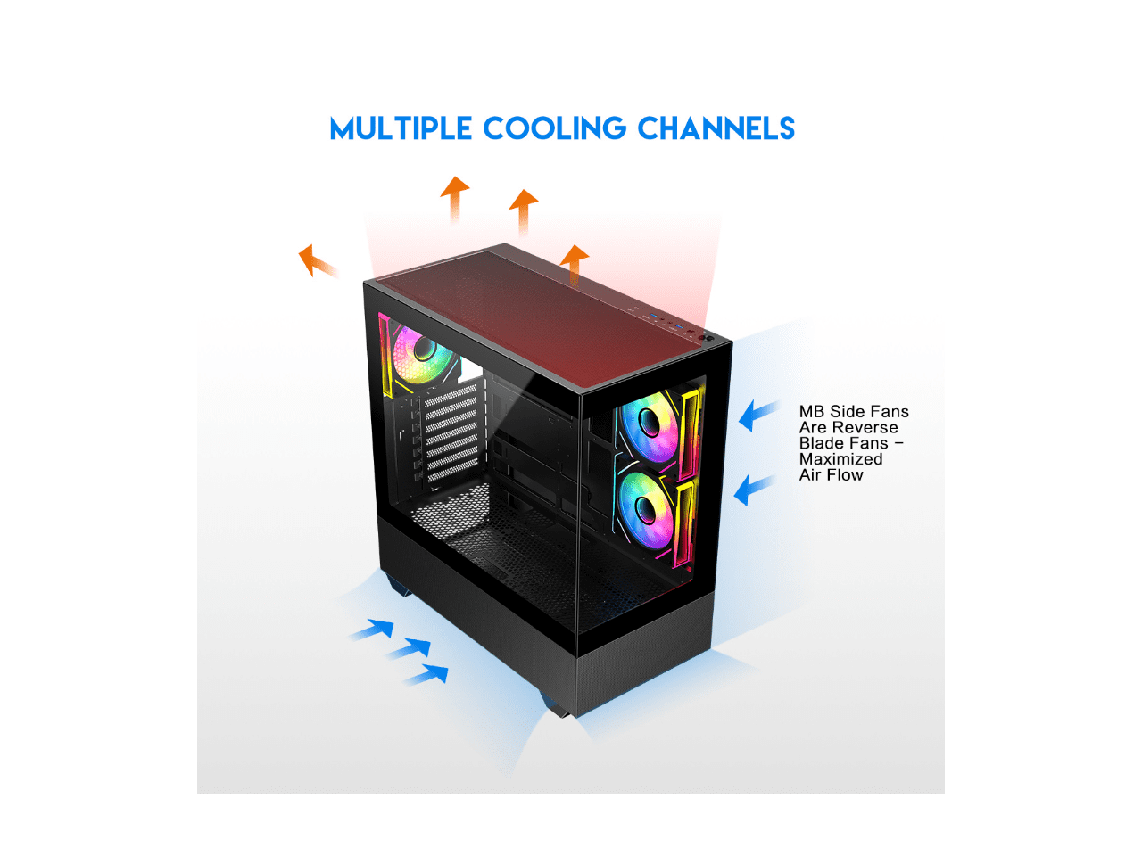 DIYPC ARGB-N5-BK Black USB3.0 / Type C ATX Mid Tower Gaming Computer Case w/2 x Tempered Glass Side Panel and 3 x ARGB PWM Fans Pre-Installed, Support BTF Back Plug MB