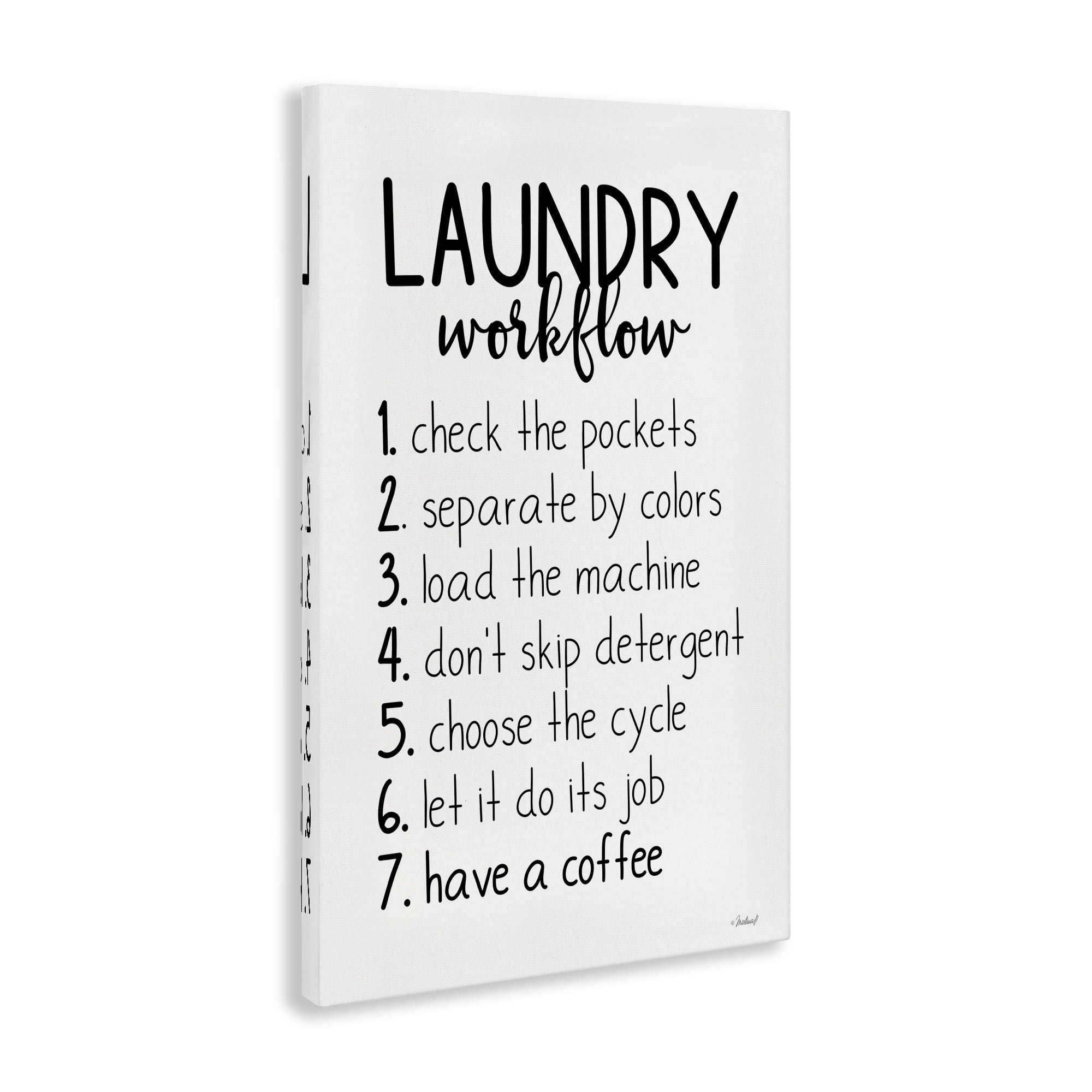Stupell Industries Laundry Workflow Steps Bath & Laundry Painting Wrapped Canvas Art Print Wall Art, 24 x 36