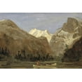 thumbnail image 2 of Bierstadt, Albert 32x23 White Modern Wood Framed Museum Art Print Titled - Boating through Yosemite Valley with Half Dome in the Distance, 2 of 4