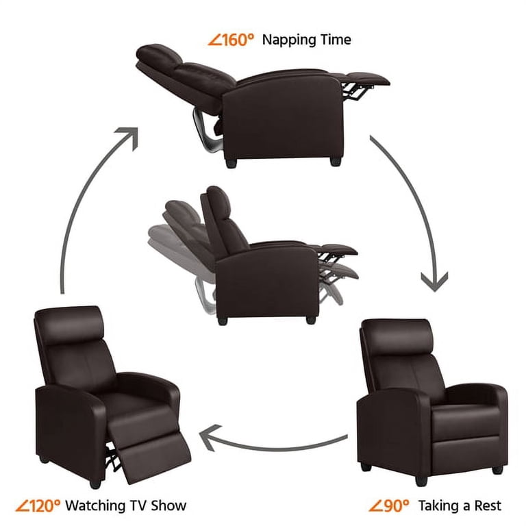 Yaheetech 2-Piece Manual Recliner Set, Brown Faux Leather photo 7