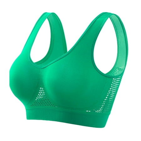 GXIPO Breathable Cool Liftup Air Bra 2024 Seamless Wireless Plus Size Lingerie Women  Large Size Sports Bras Underwear #129Green L
