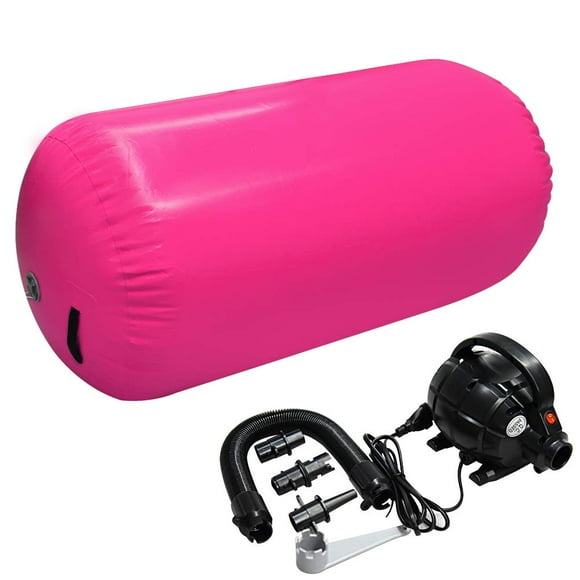 GLANT Air Mat Tumble Track AirSpot - Gymnastics Training Springboard - Round Inflatable Springboard (Air Roller-Pink(WIth Pump), (Diam)29.5in*(H)47.3in)