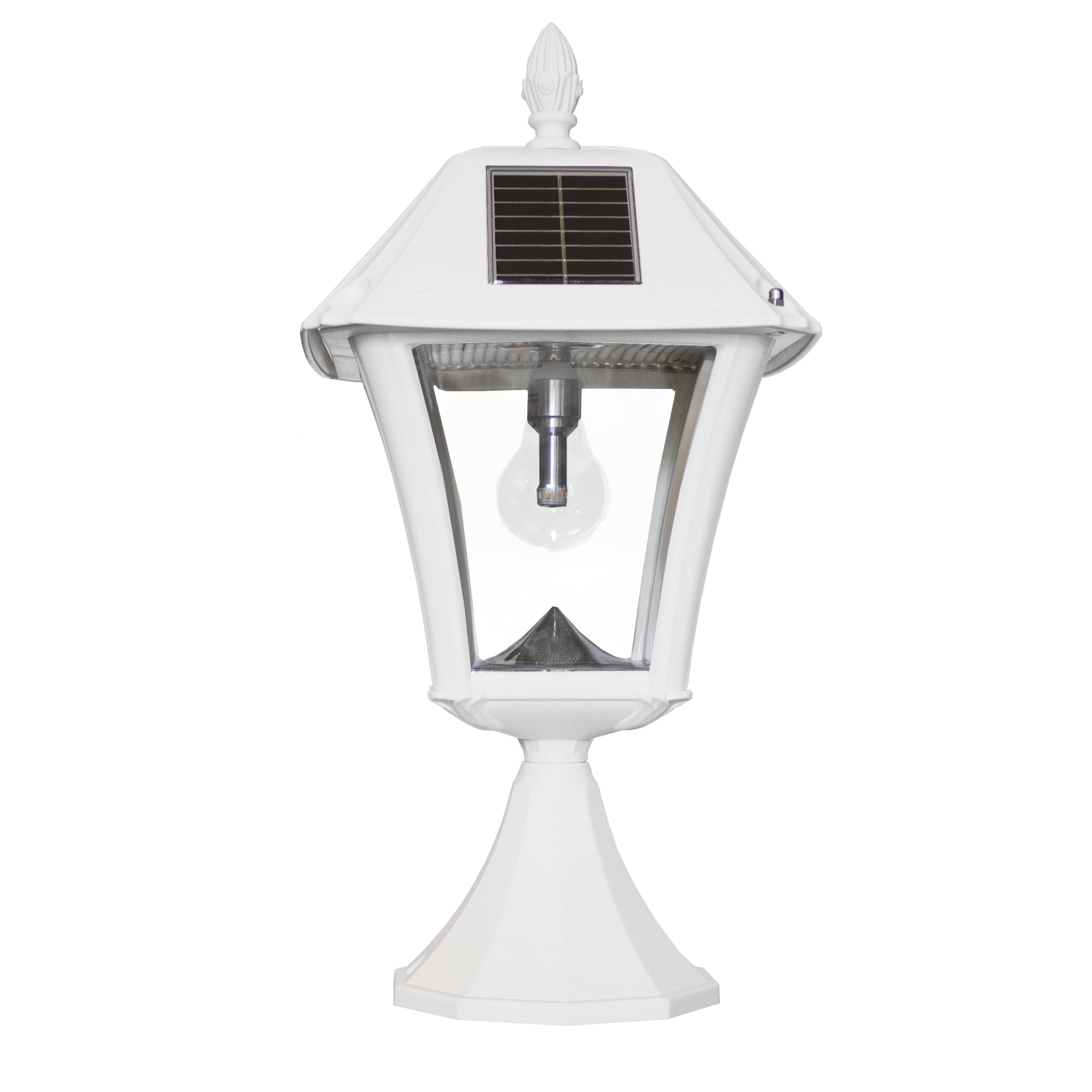 Baytown II Bulb Solar Light with GS Light Bulb- Wall/Pier/3" Fitter Mounts -White