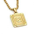 thumbnail image 6 of VOLALO Jewelry Initial Pendant Necklace for Men Womens, 18K Gold Plated Square Letter Capital Necklace Alphabets from A-Z Figaro Chain Necklace, 6 of 10