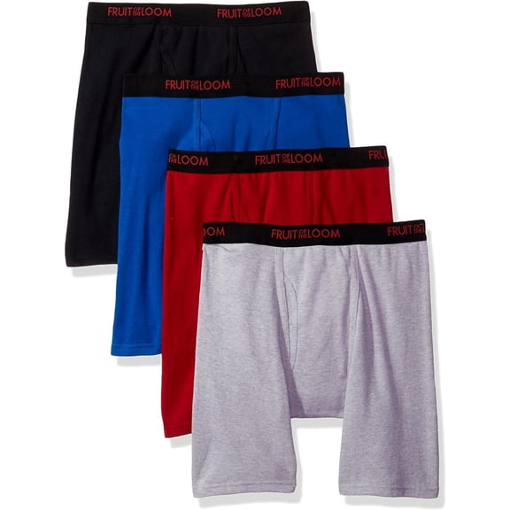 Fruit of the Loom Men's 4-Pack Premium Dri-Stretch Boxer Brief, assorted, Large