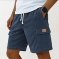 thumbnail image 2 of KPOPLK Men's Casual Shorts with Zipper Pockets Elastic Waistband with Drawstring Cargo Stretch Short Size XL,Navy, 2 of 4