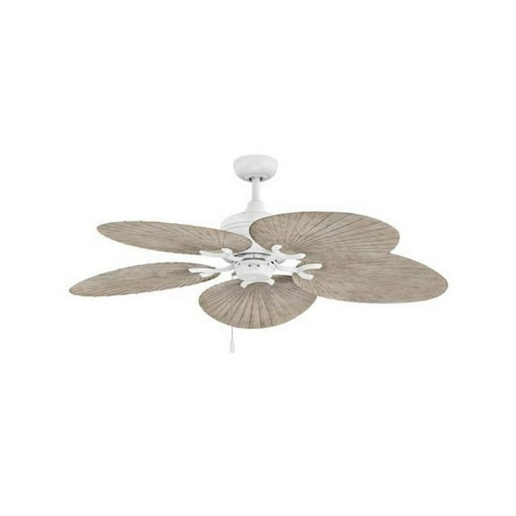 Nature Inspired Leaf-Shaped 5-Blade Ceiling Fan with Streamlined Silhouette and Coastal Edge 52 inches W X 15.75 inches H-Matte White Finish Bailey