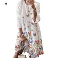 thumbnail image 1 of Sonducket Vestido Midi de manga larga estampado cuello gran columpio cintura alta ropa de mujer Vestidos Blanco METRO, 1 of 1