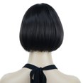 thumbnail image 5 of Lydell 6" Straight Short Bob Hair Flat Bangs Cute Central Dot Skin Top Heat Resistant Synthetic Wigs, Dark Brown, 5 of 8