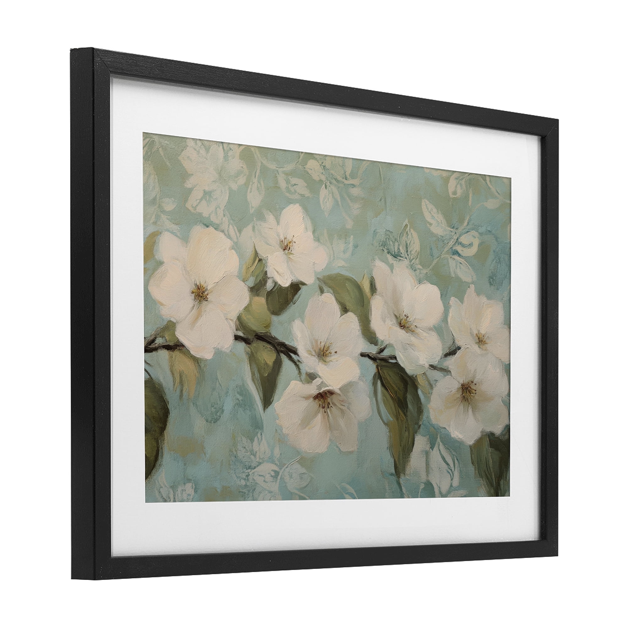 Stupell Industries Serene Flower Branch Blooms Black Framed Print Under Glass, design by Petal Prints Design
