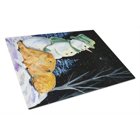 

Carolines Treasures SS8555LCB Snowman with Lakeland Terrier Glass Cutting Board Large 12H x 16W multicolor
