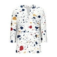 thumbnail image 3 of CYMMPU Casual Floral Printed 3/4 Length Sleeve Shirts Business Work Blouses to Wear with Leggings Dressy Tunic Tops V-Neck Elegant Blouse Summer Fall 2025 Clothes for Women White M, 3 of 6