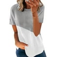 thumbnail image 4 of FASHIONWT Women Color Contrast Round Neck Short Sleeve Sporty Cotton T-Shirts, 4 of 6