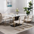 thumbnail image 3 of Beige Modern Dining Chairs Set of 4, Corduroy Fabric Upholstered Kitchen & Dining Room Chairs Set of 4, Kitchen Table Chairs Set of 4, Sillas de Comedor, Gold Metal Frame (Beige, 4 Pcs), 3 of 11