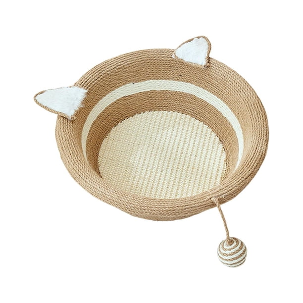 Cama de sisal para gatos, rascador redondo resistente al desgaste para animales pequeños 37cmx12cm