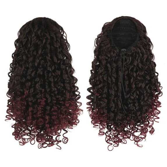 SHCKE Curly Drawstring Ponytail Extensions Clip in Afro Hair Extension 14 Inch Synthetic Hairpiece for Women