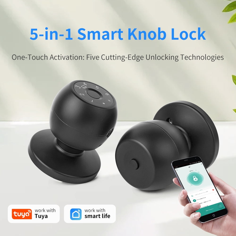 Fingerprint Door Lock, Smart Fingerprint Door Knob with Keypad, Biometric Door Lock with App Control, Auto Lock Door Lock with Code, Keyless Door Knob with Lock for Bedroom, Home,Office
