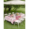 thumbnail image 3 of Outdoor Tablecloth with Umbrella Hole and Zipper, Valentine's Day Rectangle Table Cloth 52x70 Inch Waterproof Tablecloth, Roses Flowers Pink Stripes Country Picnic Table Cover for Patio Camping, 3 of 7