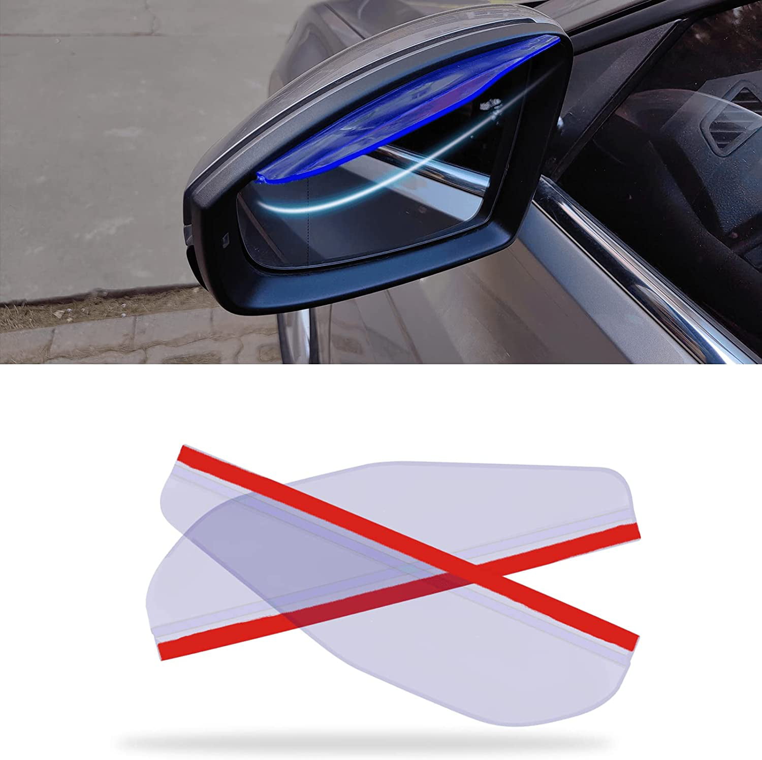 2Pcs Car Rear View Mirror Rain Visor Guard, Carbon Fiber Car Side