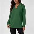 thumbnail image 5 of Vynhevius Womens Sweatshirt Solid V Neck Long Sleeve Side Slit Casual Loose Pullover Top, 5 of 9