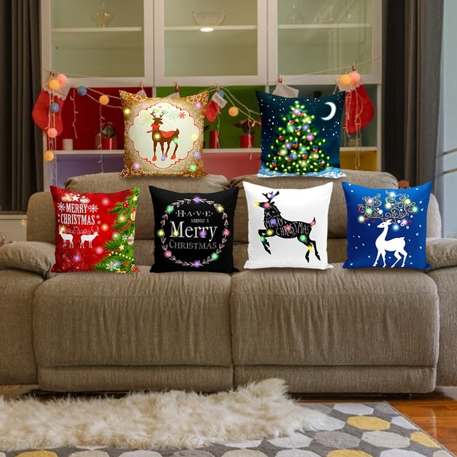 Funda de almohada de franela, funda de almohada de Feliz Navidad con funda de almohada de Feliz Navidad, decoración navideña diseñada a medida