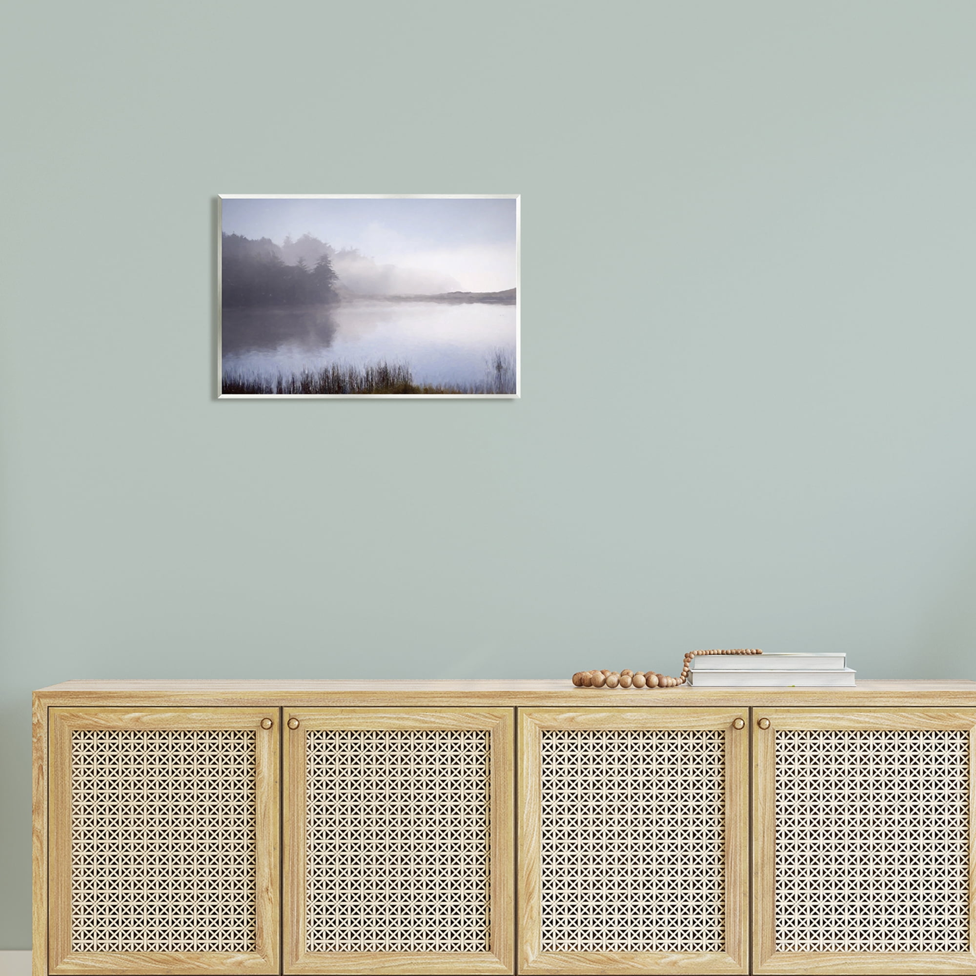 Stupell Foggy Lake Woodland Reflection Landscape Photography Wall Plaque Unframed Art Print Wall Art