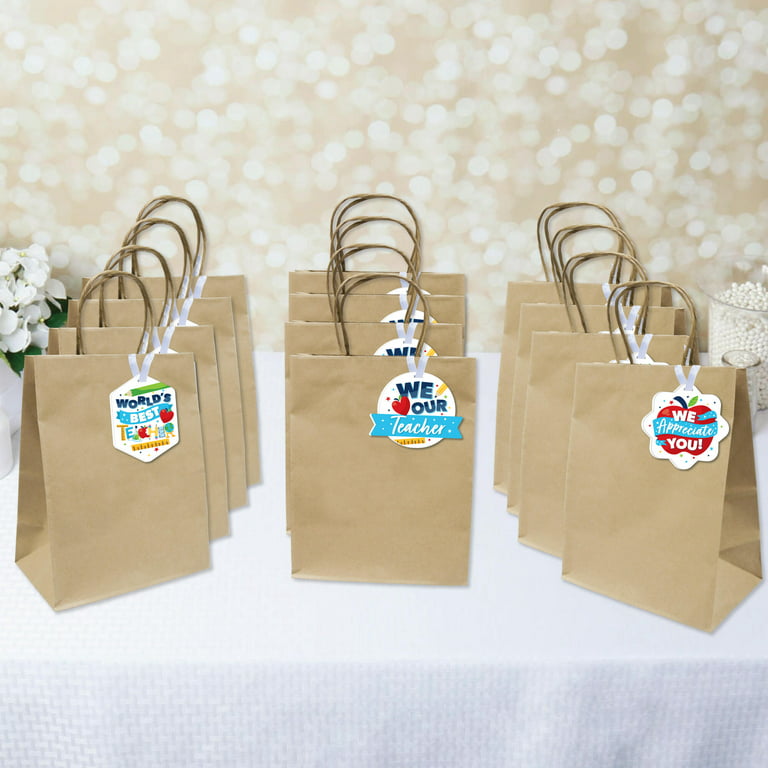 Big Dot of Happiness - Thank You Teachers - Assorted Hanging Teacher Appreciation Favor Tags - Gift Tag Toppers - Set of 12