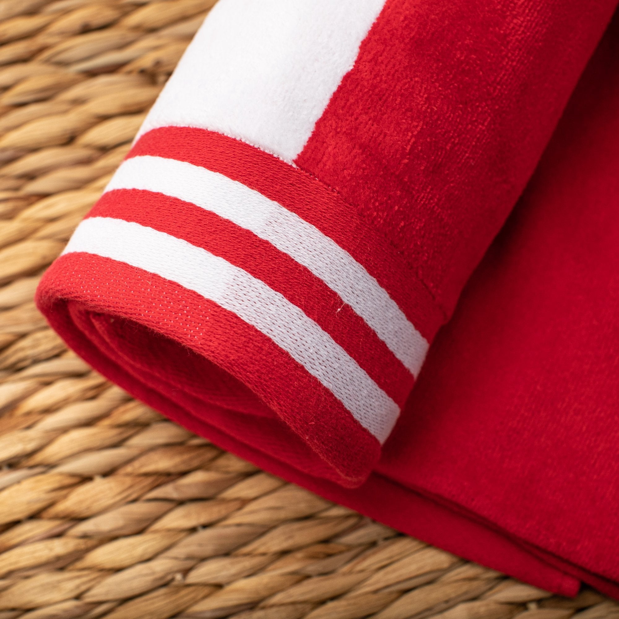 Superior Cabana Striped 4-Piece Oversized Cotton Beach Towel Set, Red