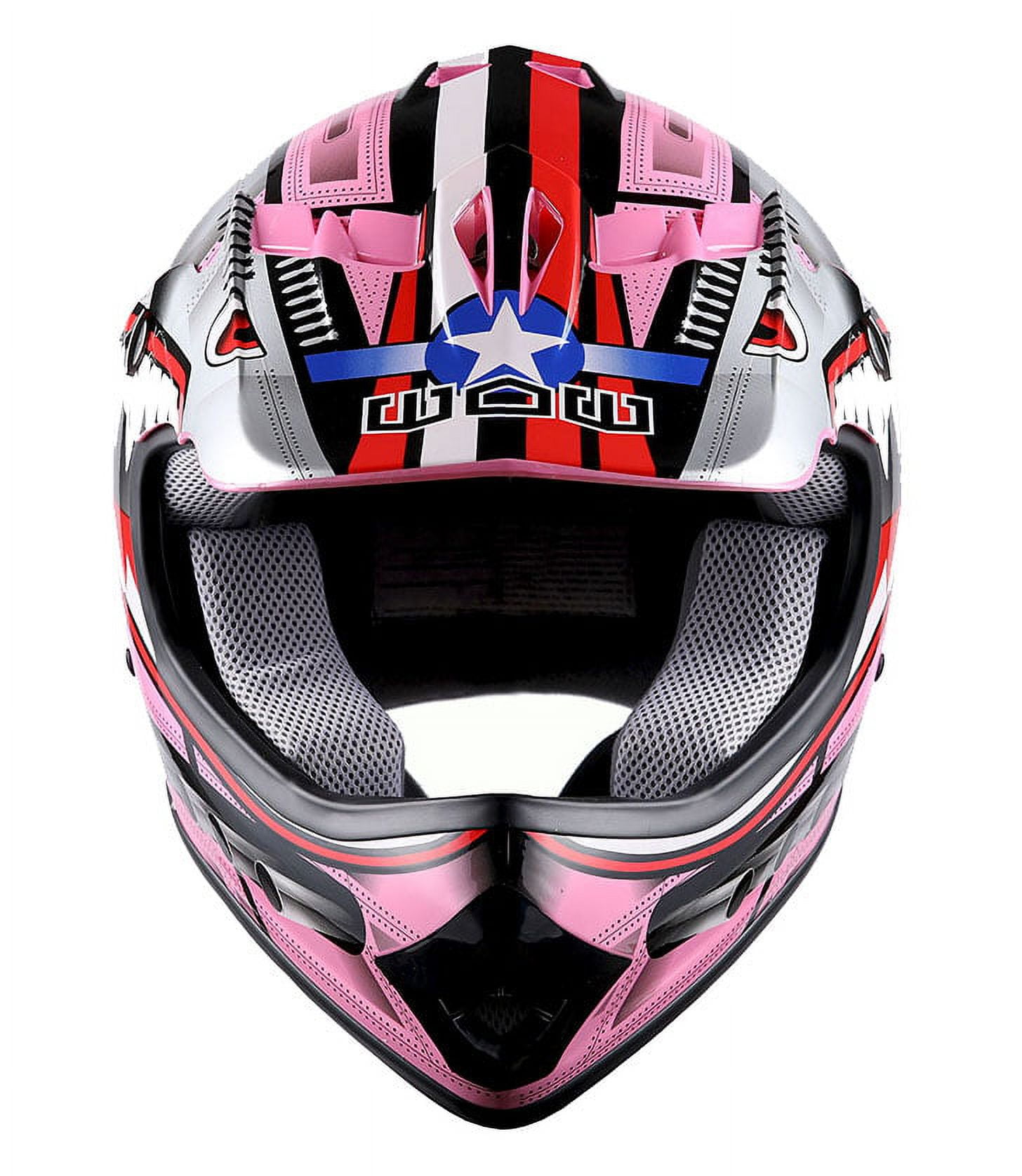 WOW Youth Kids Motocross Helmet BMX MX ATV Dirt Bike HBOY-K Monster Shark Pink