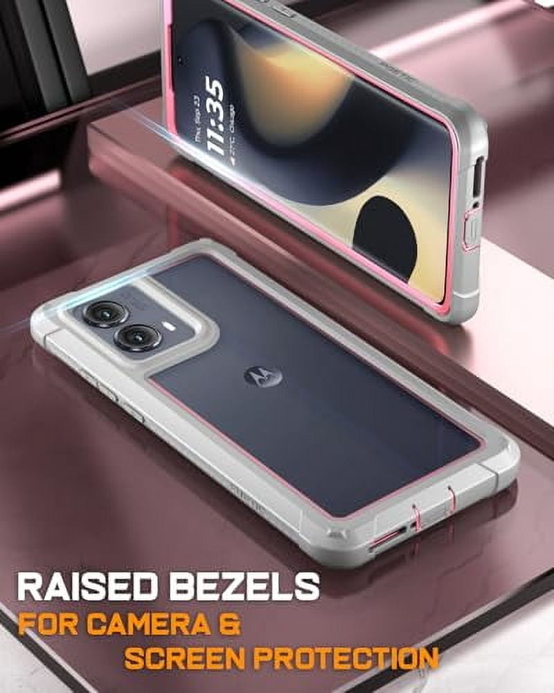 Poetic Guardian Case for Motorola Moto Edge 2024 [Not for 2023 Version], Full Body Cover with Built-in Screen Protector, Pink/Clear