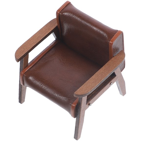 Masteelf  Decorative Doll Sofa Chair Mini Vintage Model Dolls Tiny Couch Light Brown