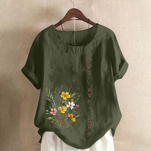 Pohista Women Summer Tops 2025 Shirts for Women Trendy Summer Womens Blouses Dressy Women's Short Sleeve Tops Cotton orders to be delivered