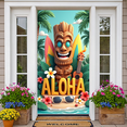 thumbnail image 4 of Wooden Tiki Statue Hawaiian Banner Ukulele Tropical Leaves Colorful Flowers Aloha for Summer Party Beach Decor Tropical Events, 4 of 7