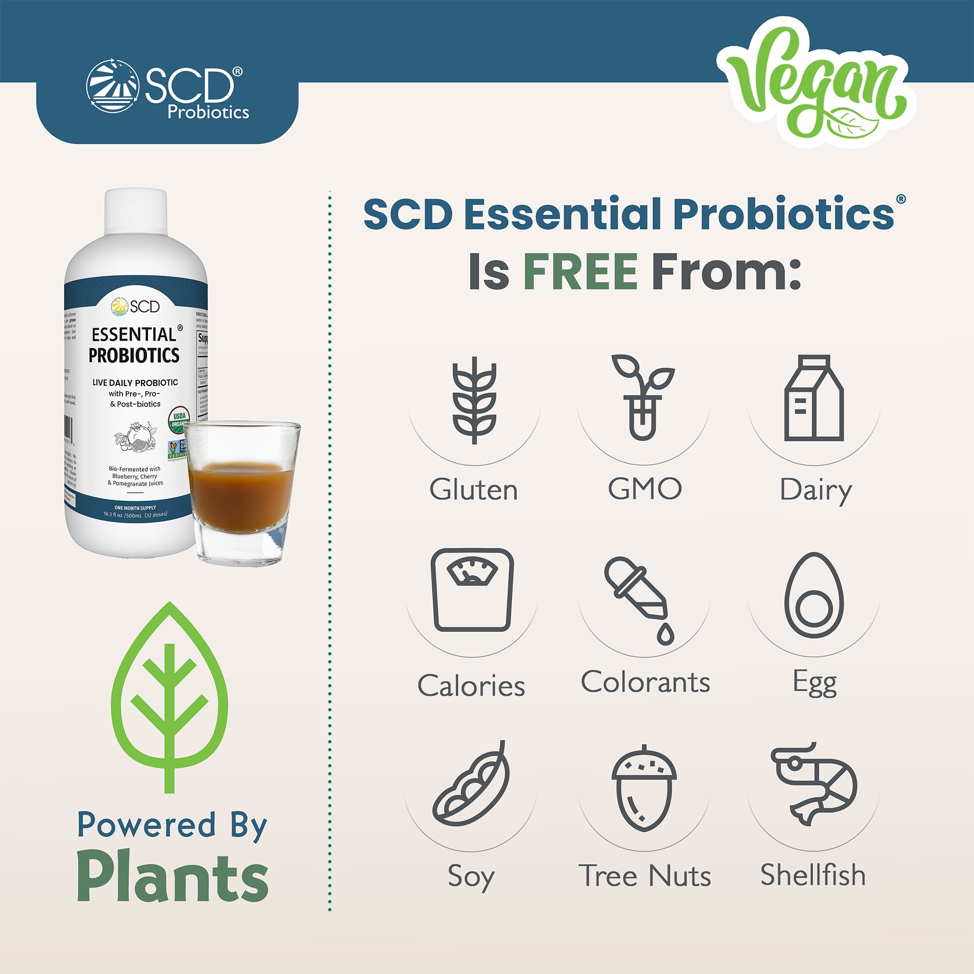 SCD Essential Probiotics, Liquid Probiotic Supplement with 11 Live Strains, 16.3 Fl Oz