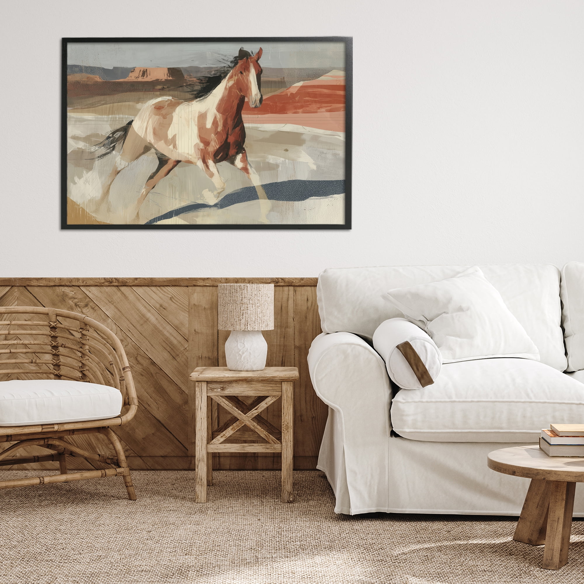 Stupell Industries Wild Horse Across Plains Black Framed Giclee Art, design by Chromatic Storm Studio