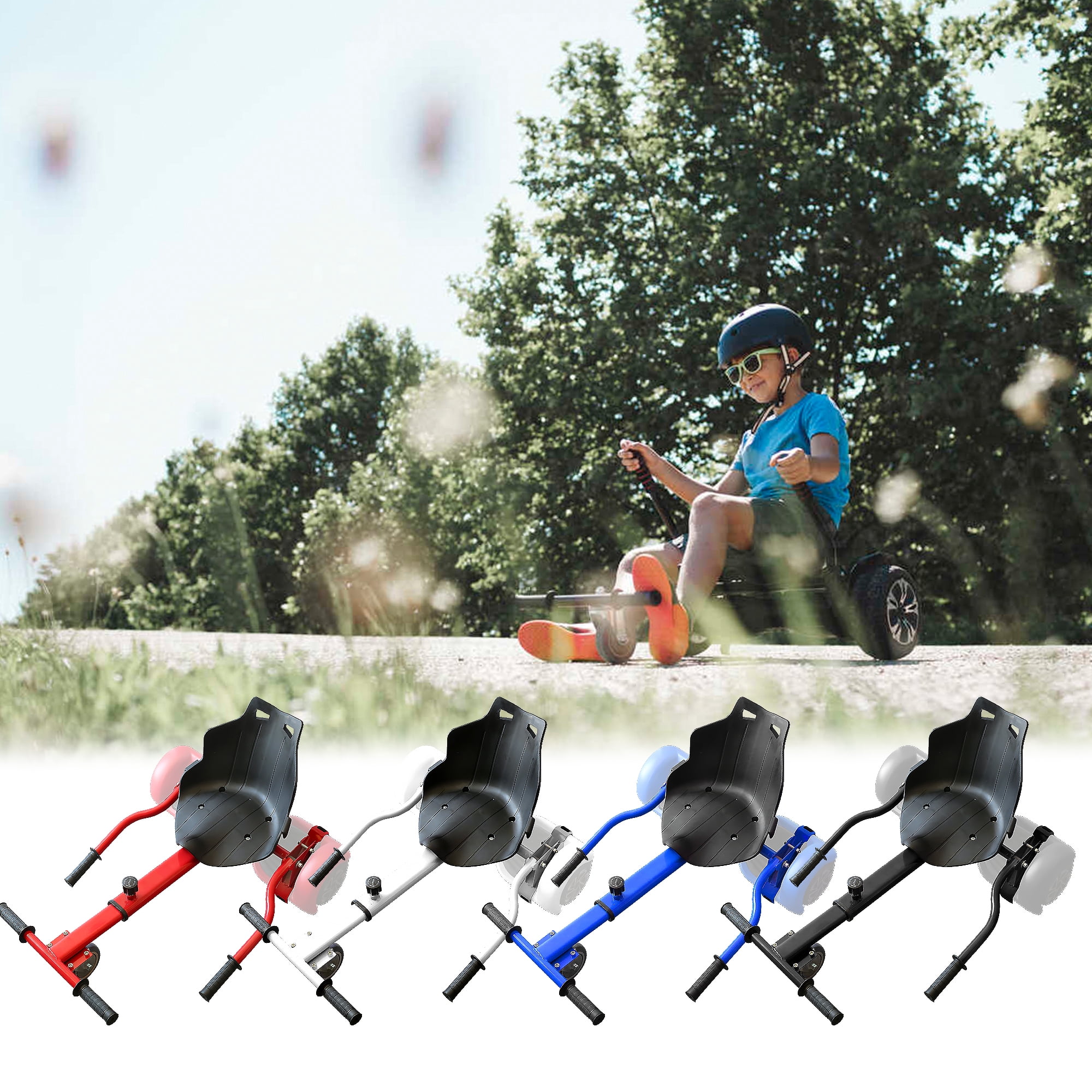Cynetus Adjustable HoverCart HoverKart Go Cart Hover Cart Seat Hoverboard Seat Attachment for Electric Hoverboard self-stabilizing Scooter
