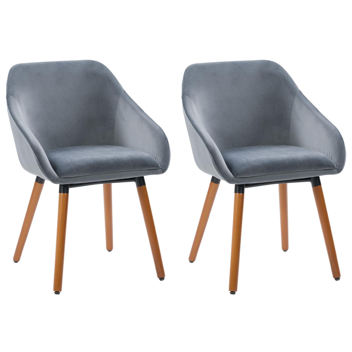 CorLiving Ayla Set of 2 Velvet Upholstered Indoor Side Chairs with Flared Wood Legs
