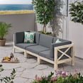 thumbnail image 3 of Noble House Brava Outdoor Modular Wood Sofa with Cushions Weathered/Dark Gray, 3 of 7