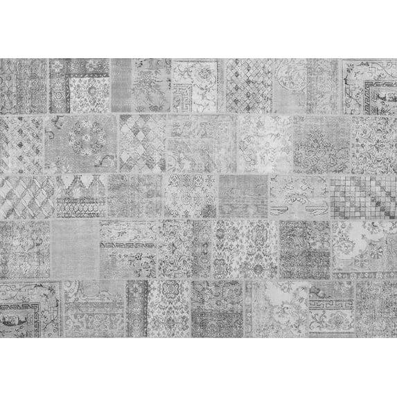 Ahgly Company Indoor Rectangle Patchwork Gray Transitional Area Rugs, 8' x 10'