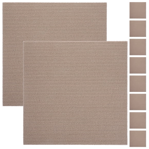 OULII 10Pcs Floor Tile Peel and Stick Khaki Polyester Wear-resistant for Basement Flooring